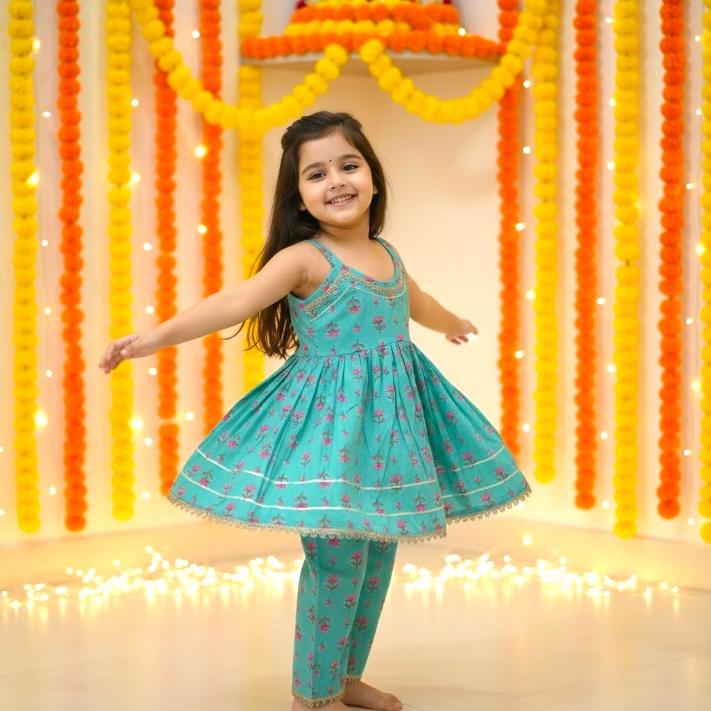 Festive Sleeveless Cotton Kurta Pant set