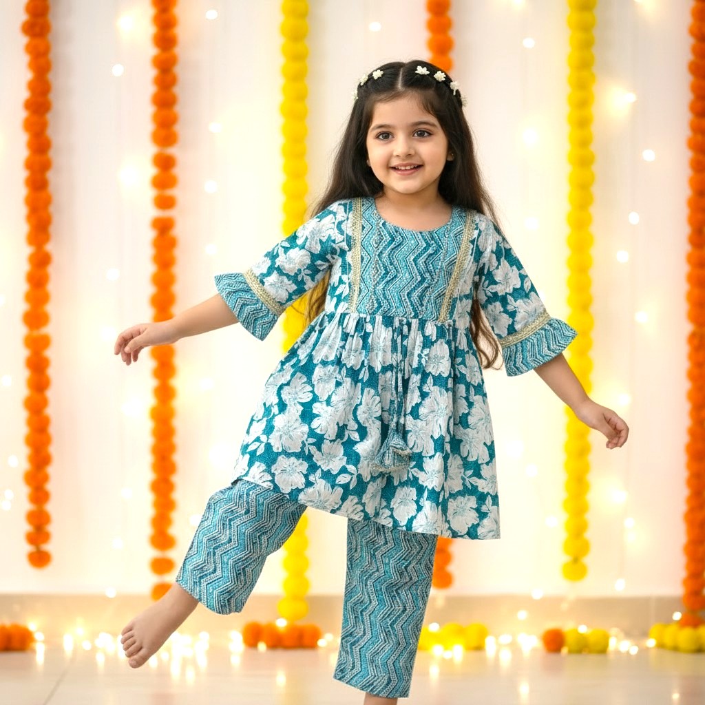 Printed Cotton Kurta Pant Set