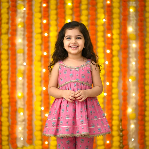 Festive Sleeveless Cotton Kurta Pant set