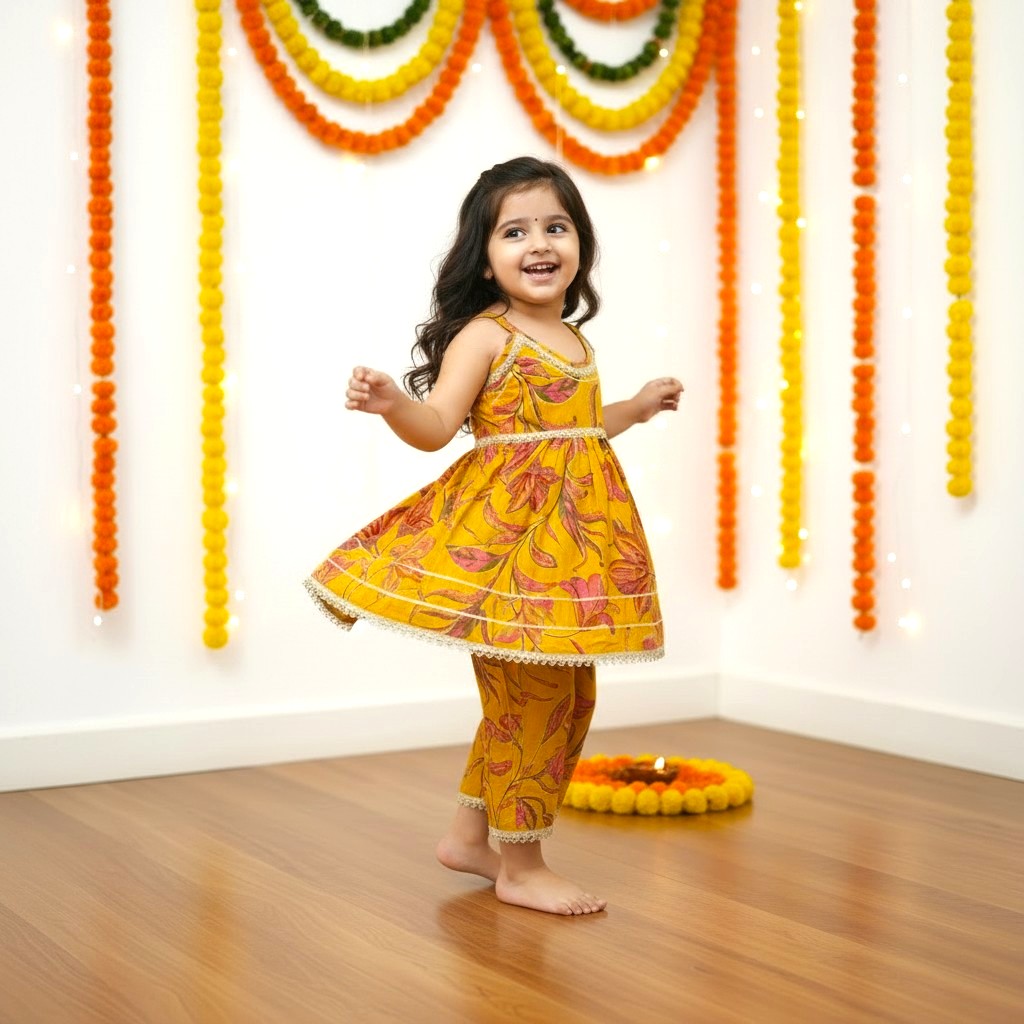Festive Sleeveless Cotton Kurta Pant set