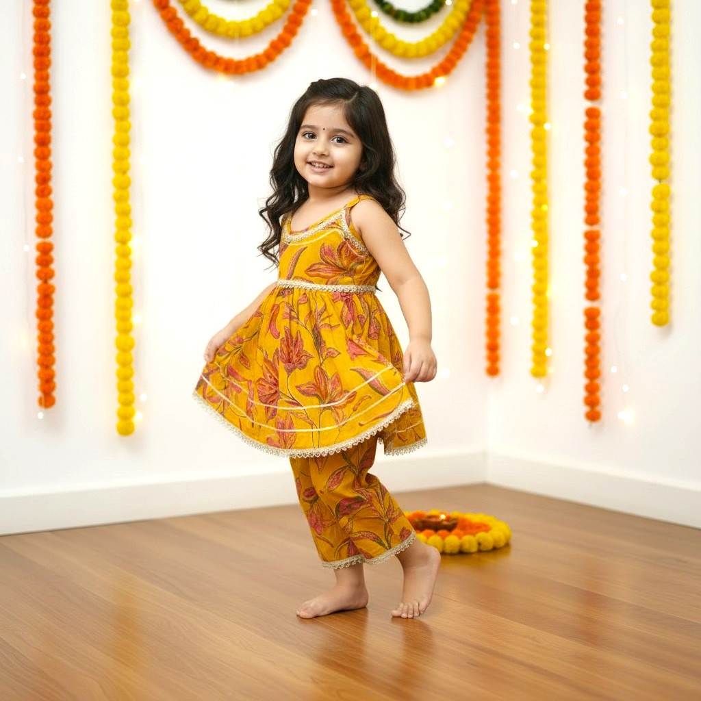 Festive Sleeveless Cotton Kurta Pant set