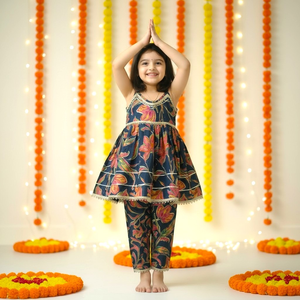 Festive Sleeveless Cotton Kurta Pant set
