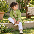 Little Green Floral Mirrorwork Kurta Set