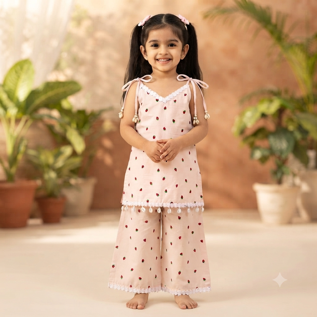 Baby Pink Strawberry Co-ord Set