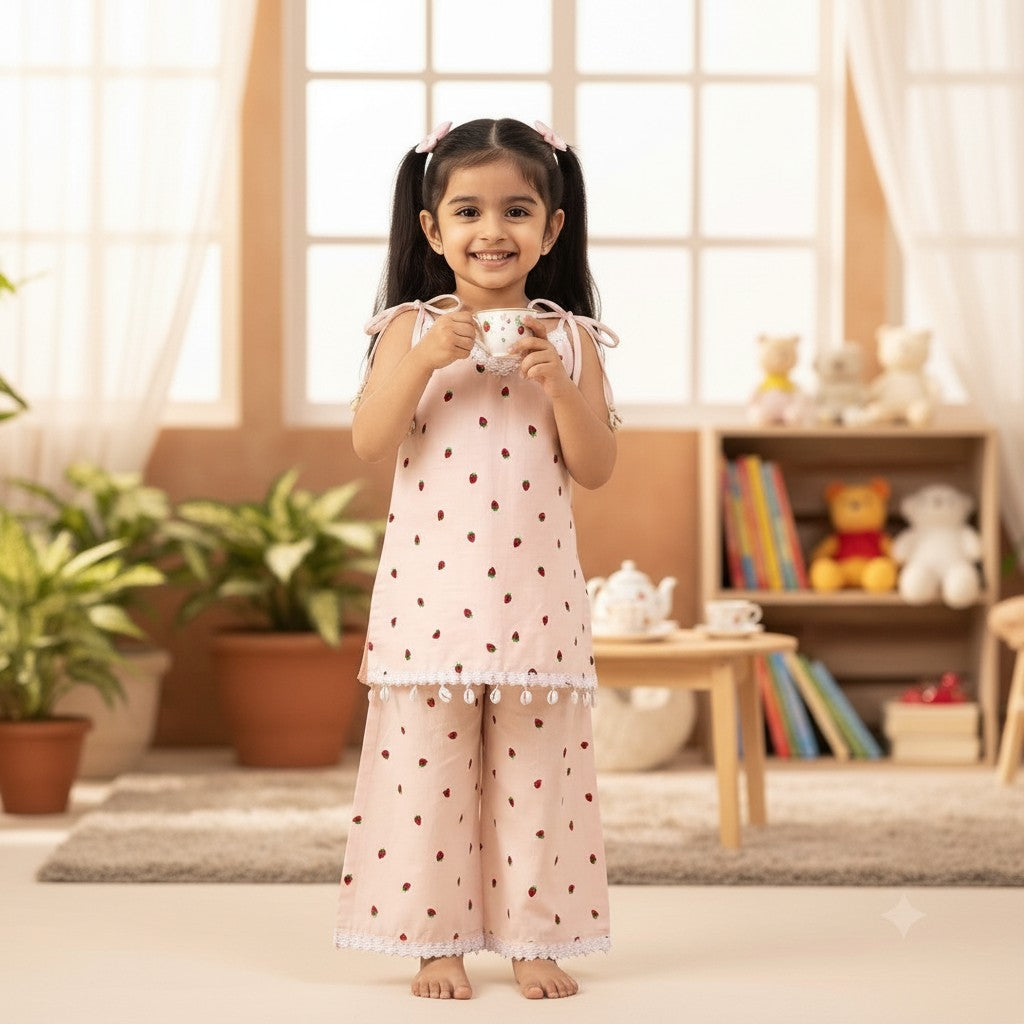 Baby Pink Strawberry Co-ord Set