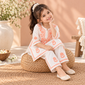 Mulmul Cotton Chikankari Solid Girls Kurta Set - Blue