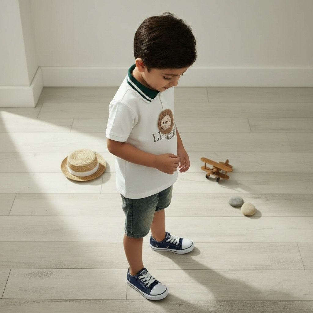 White Cotton T-Shirt with Pants For Boys