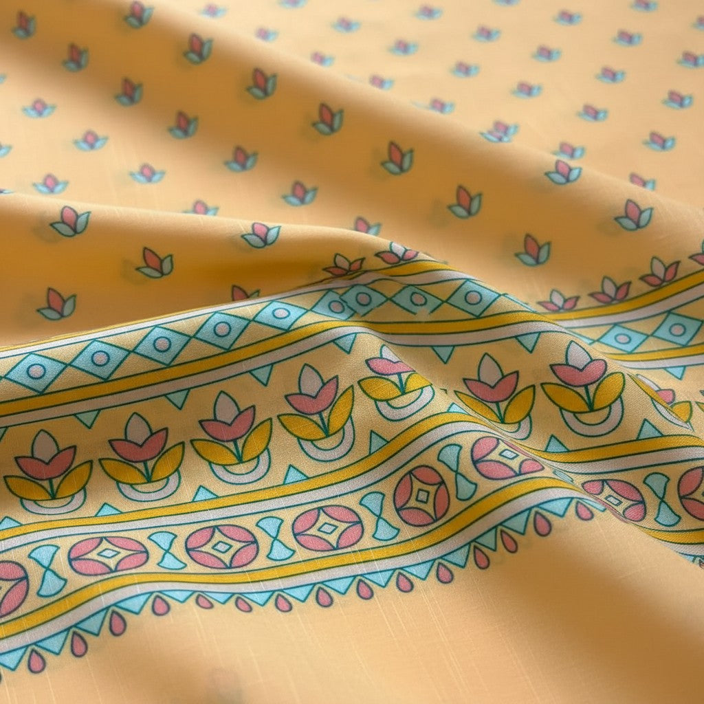Mustard Yellow Printed Festive Dress for Girls