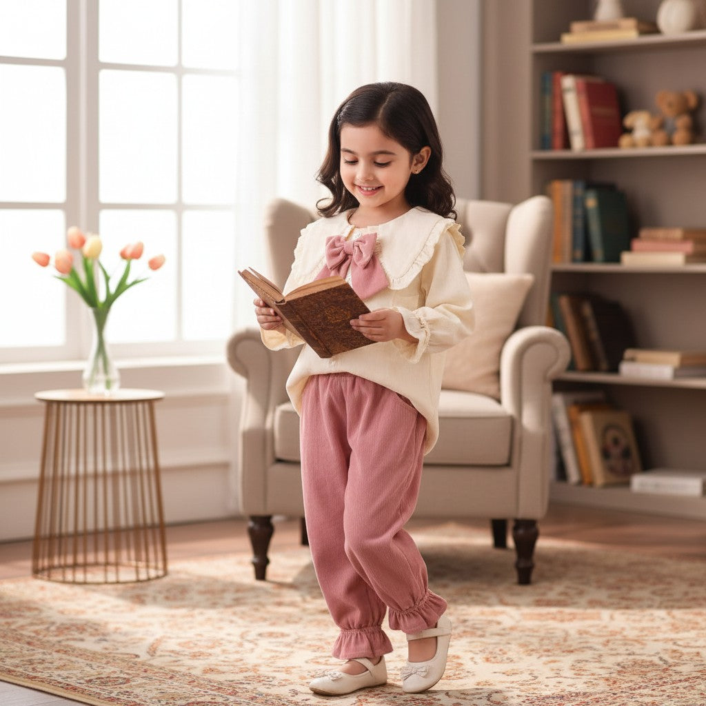 Pink Cotton Co-ord set For Kids