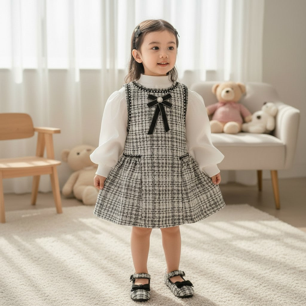 White Cotton Dress For Kids