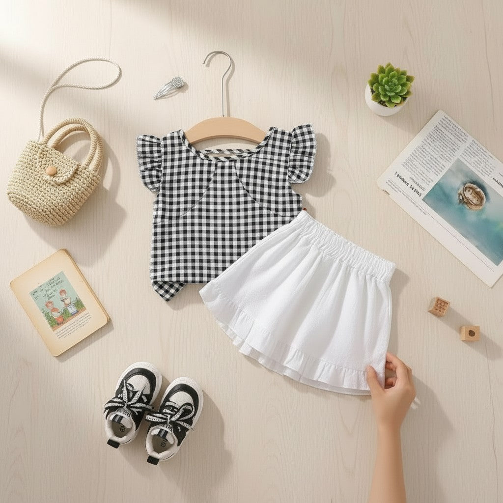 Black Top with skirt For Kids