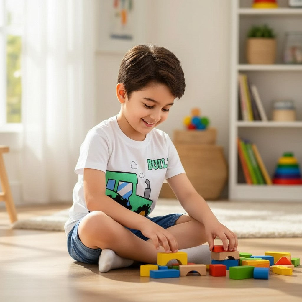 White T-shirt with shorts For Kids