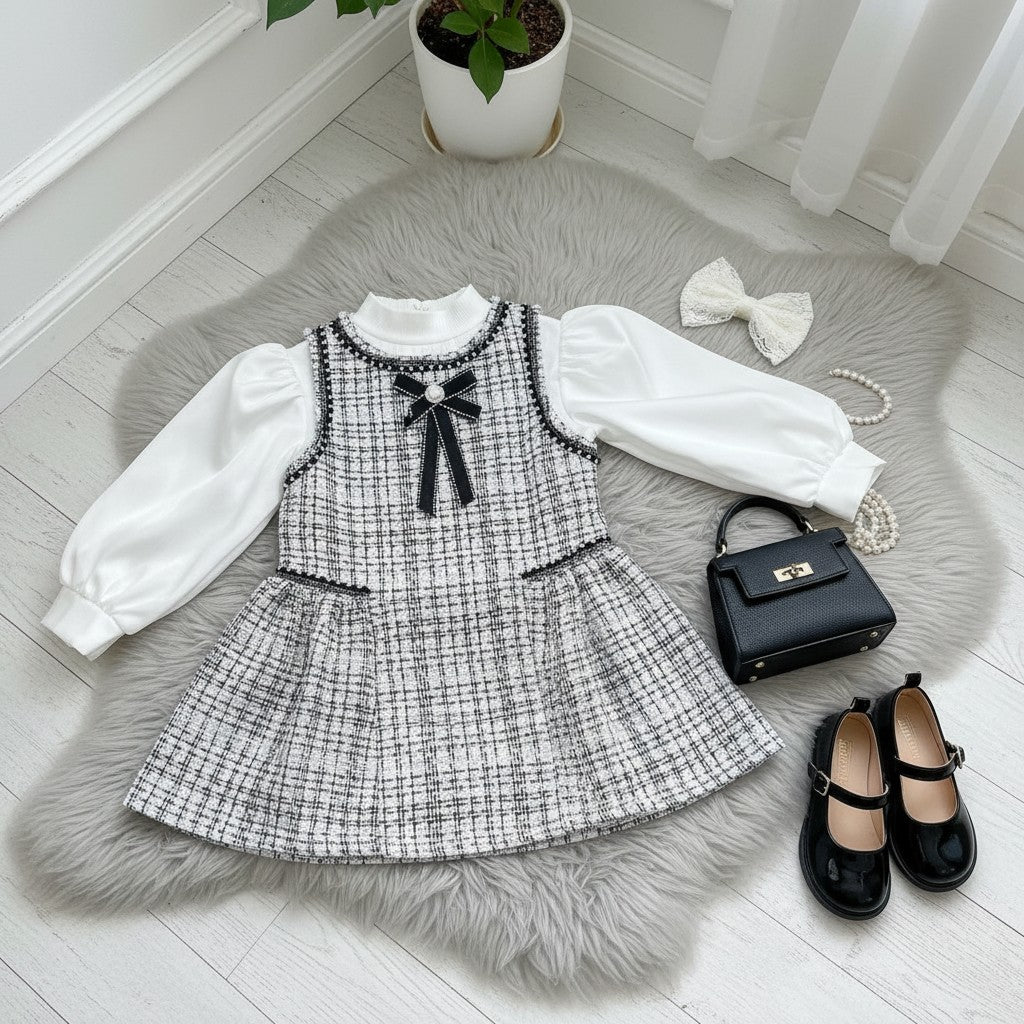 White Cotton Dress For Kids