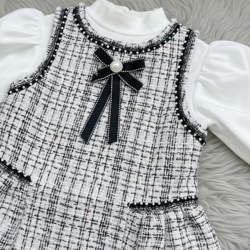 White Cotton Dress For Kids