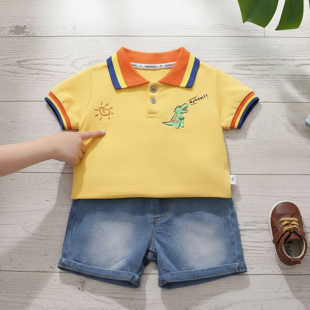 Yellow T-shirt with shorts For Kids