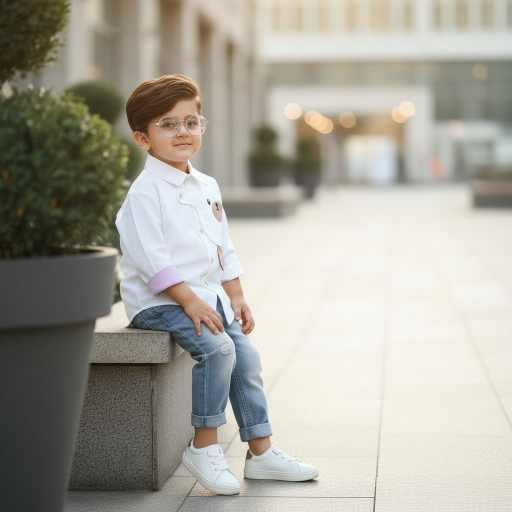 White Shirt with Pants For Kids