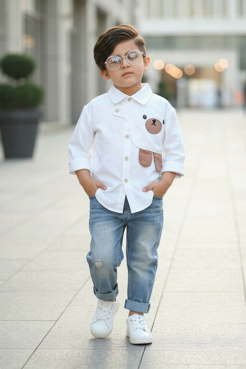 White Shirt with Pants For Kids