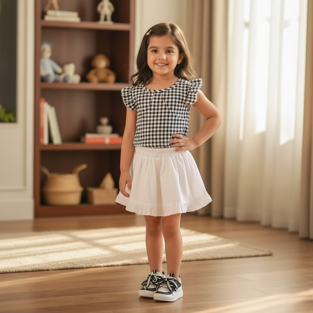 Black Top with skirt For Kids
