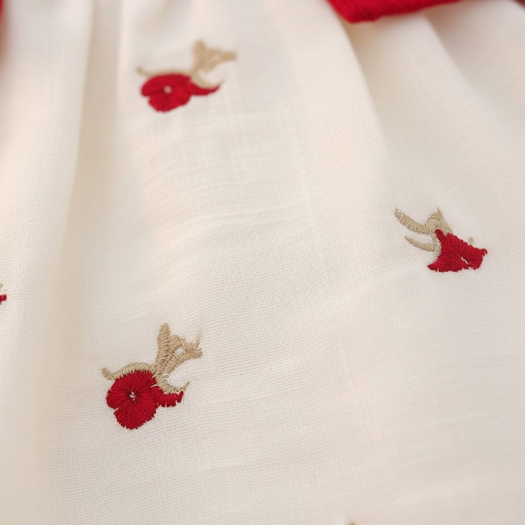 Red Cotton Dress For Kids