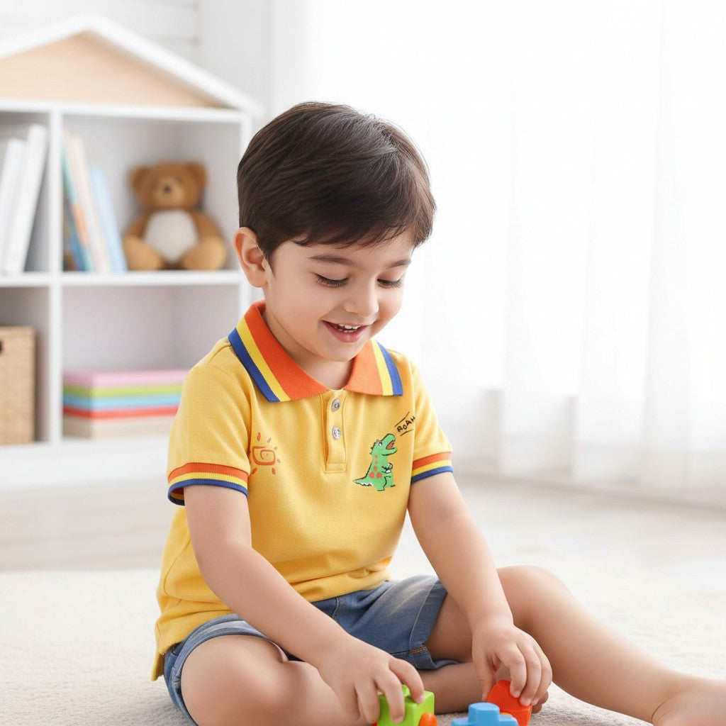 Yellow T-shirt with shorts For Kids