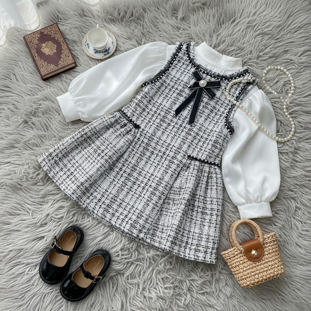 White Cotton Dress For Kids