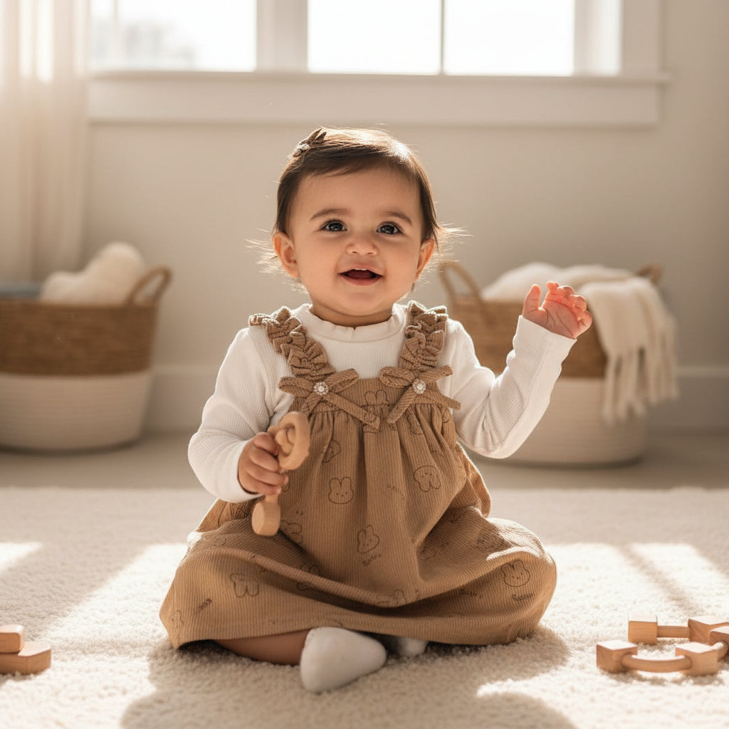 Light Brown Summer Dress For Baby Girl