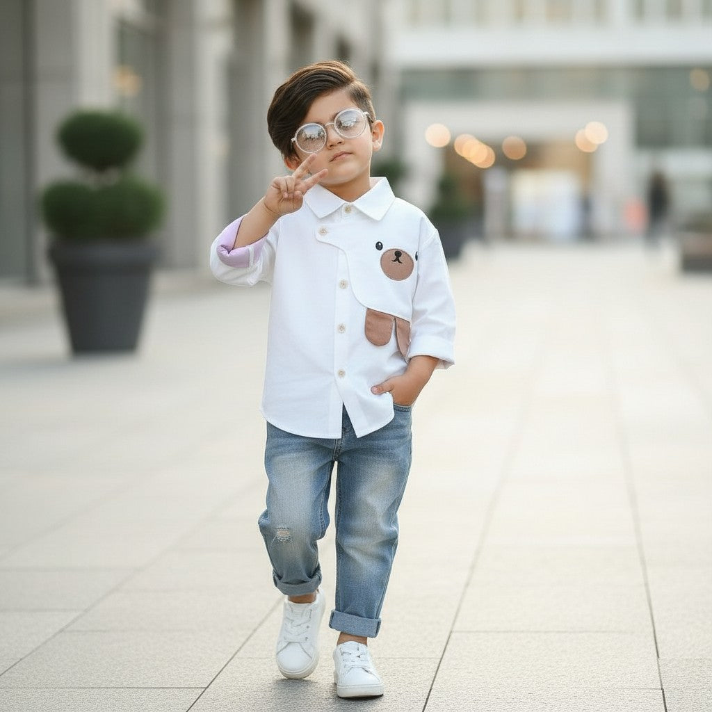 White Shirt with Pants For Kids