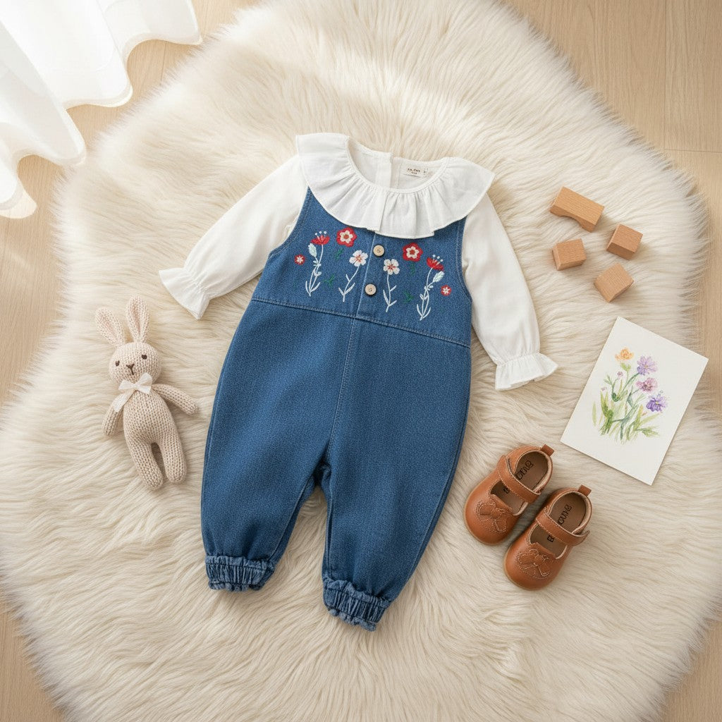 Blue Denim Co-ord set For Kids