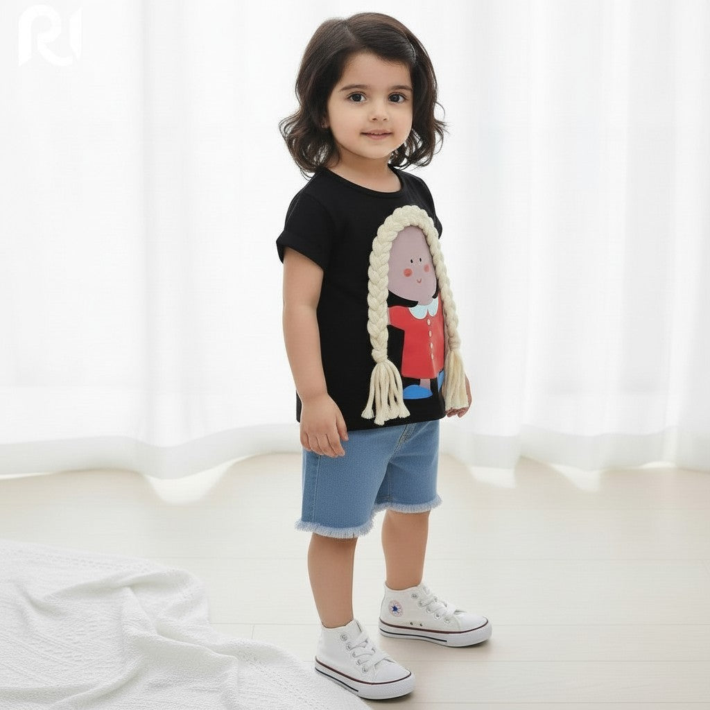 Black Top with shorts For Kids