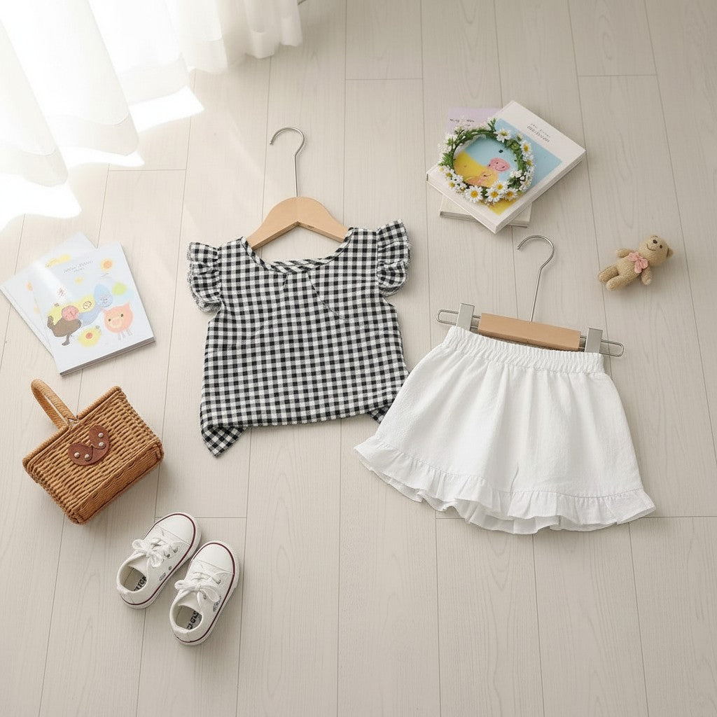 Black Top with skirt For Kids