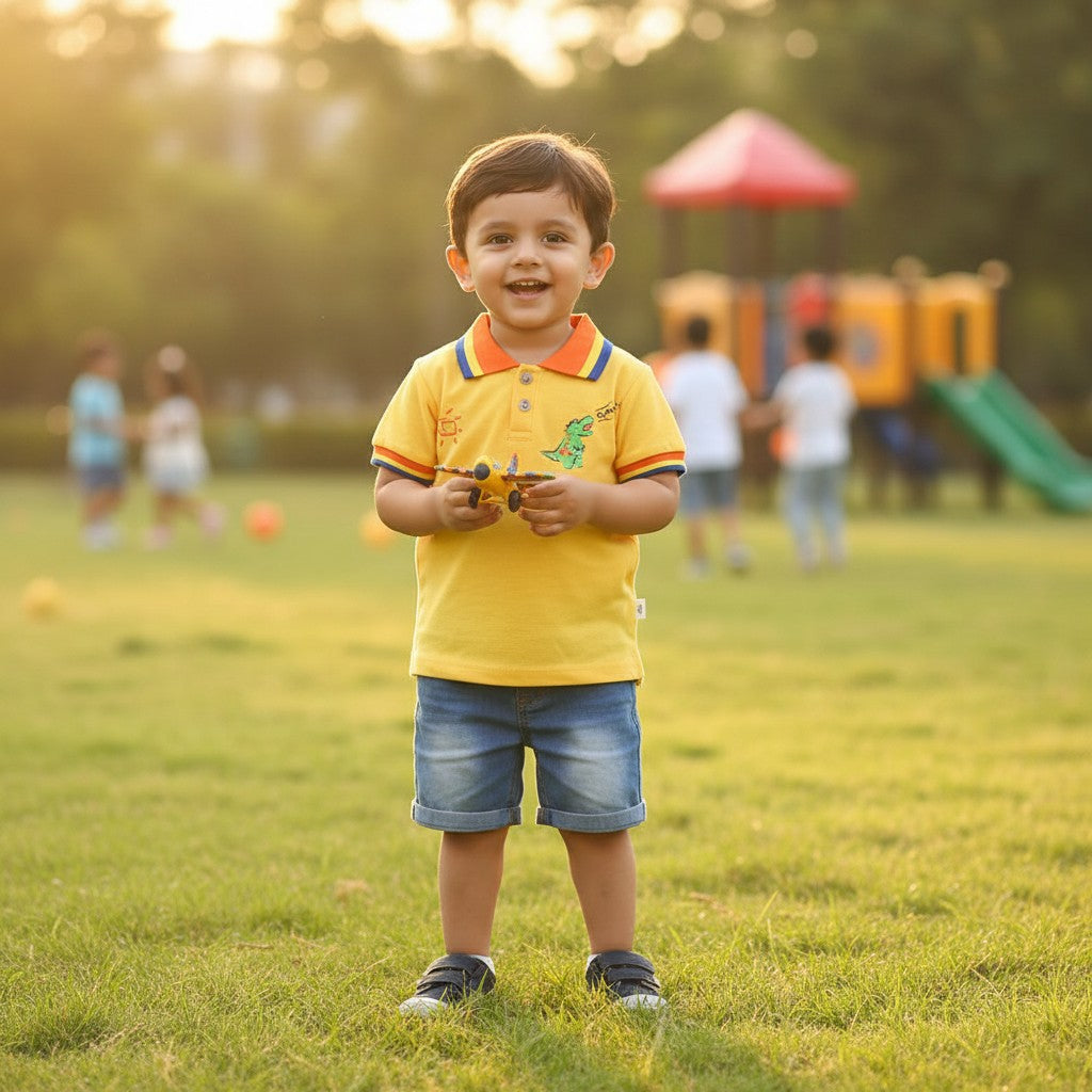 Yellow T-shirt with shorts For Kids