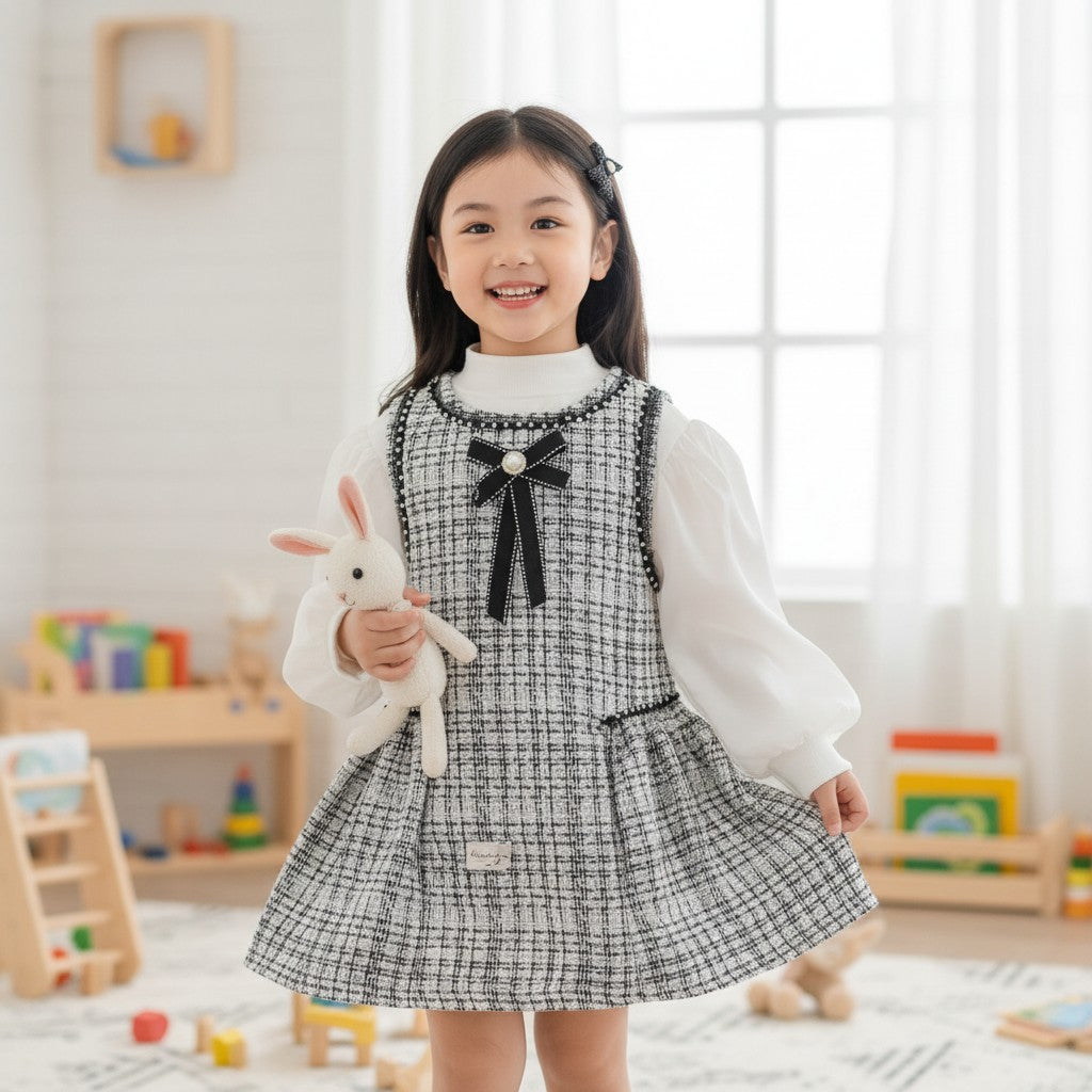 White Cotton Dress For Kids
