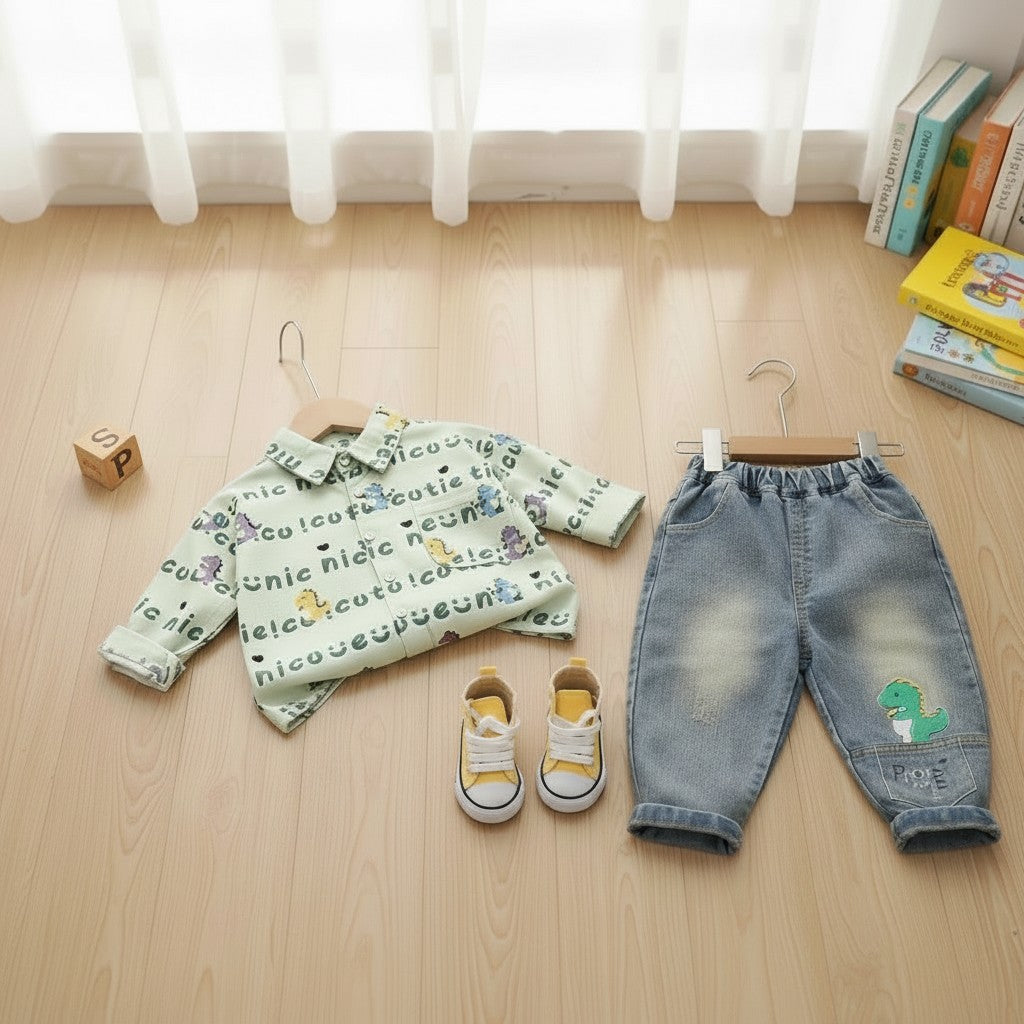 Pista Cotton Shirt with Pants For Kids