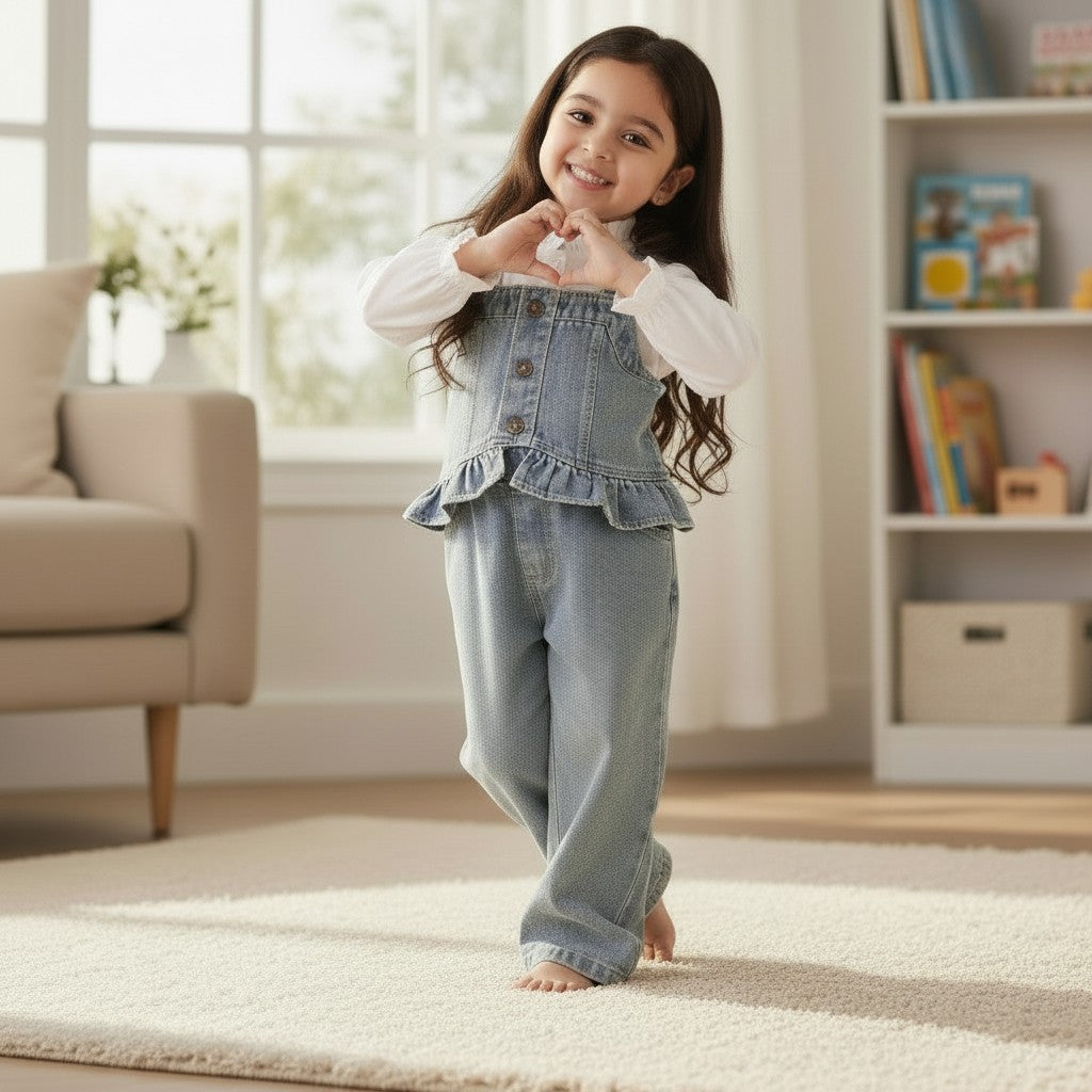 Blue Cotton Co-ord set For Kids