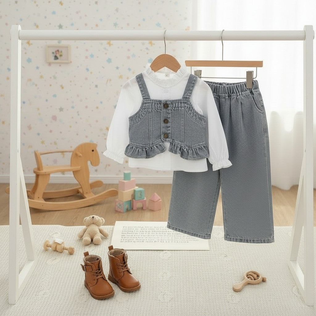 Blue Cotton Co-ord set For Kids