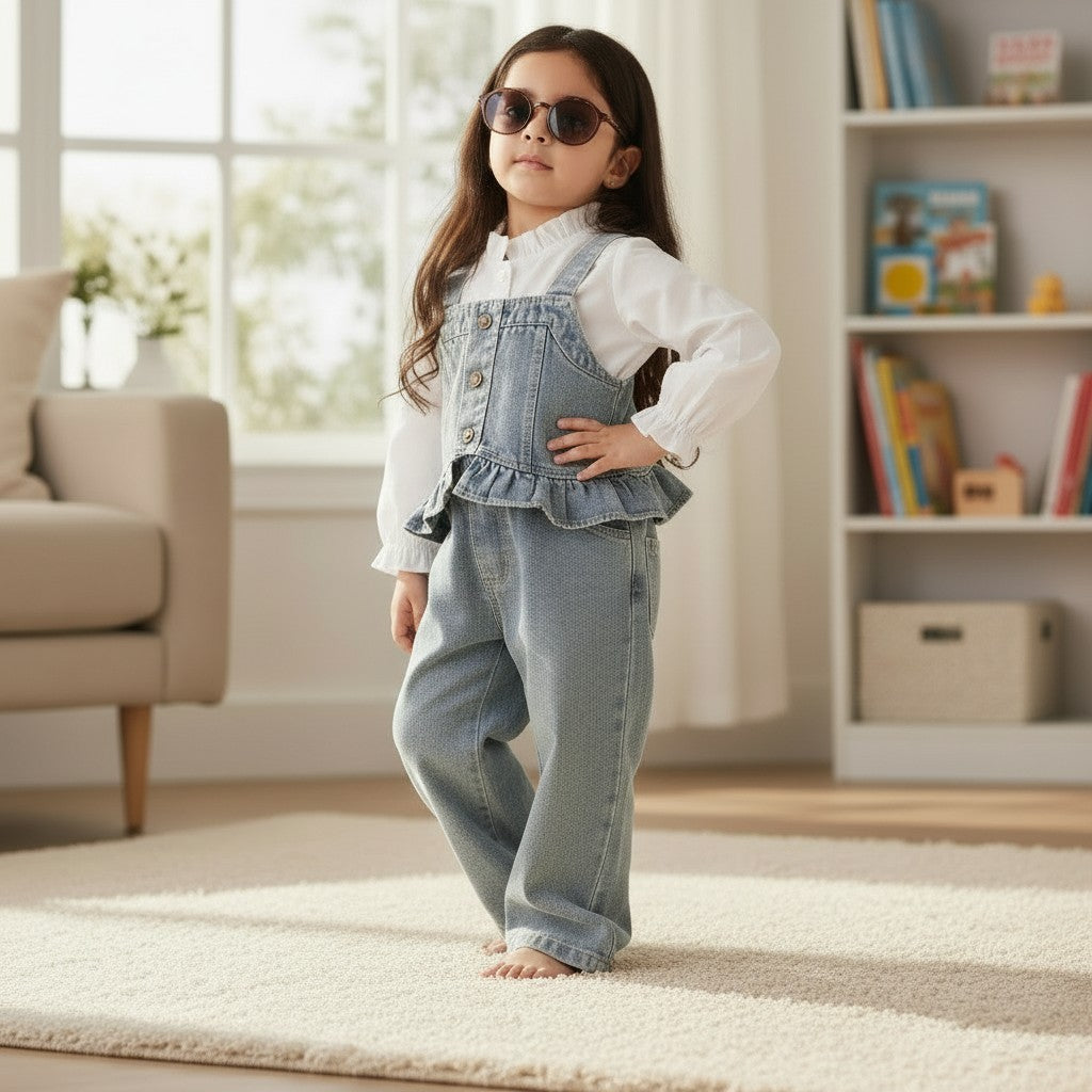 Blue Cotton Co-ord set For Kids