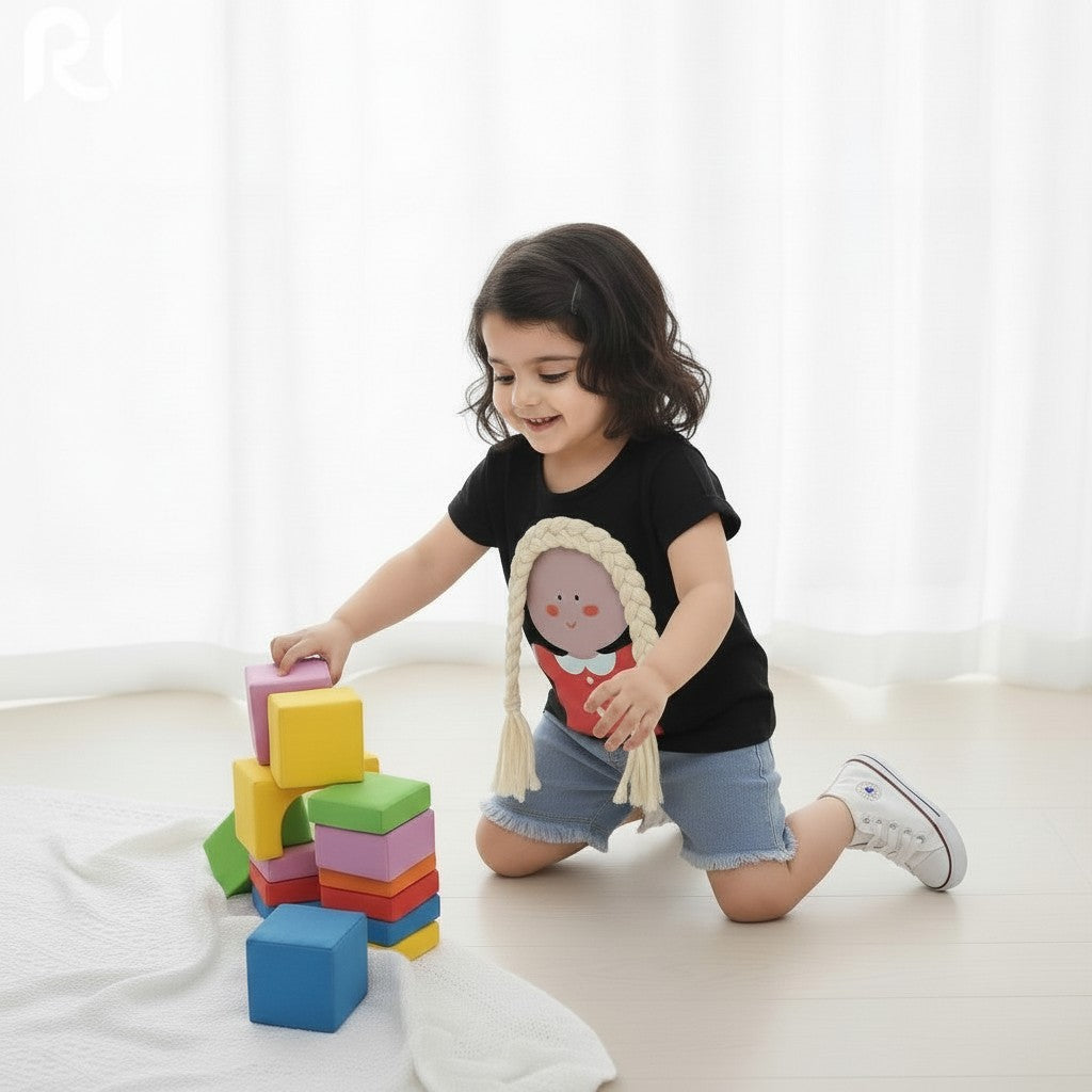 Black Top with shorts For Kids